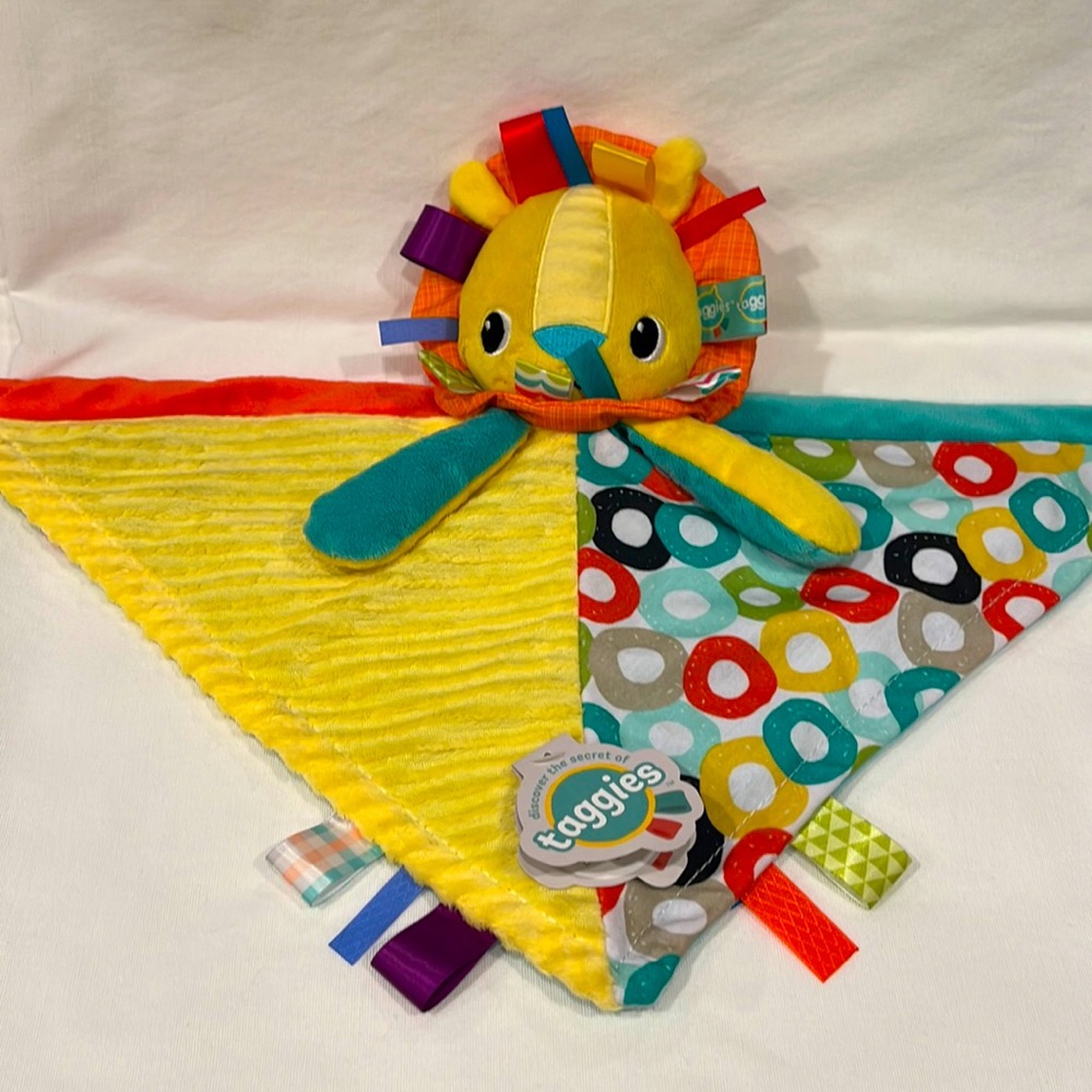 NWT-Taggies-Bright Start-Baby Security/Lovey Blanket with Plush Yellow Lion